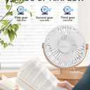 SWEETFULL Small USB Desk Fan 6.5 Inch, 3 Speeds Portable Personal Desktop Table Fan, Dual 360 Adjustment Mini Fan, Quiet Operation, for Home Office Car Outdoor Travel (White wood grain)