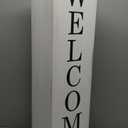 Glitzhome 30"H Wooden Welcome Porch Sign Rustic Double Sided Box-shaped "WELCOME, HOME" Porch Sign for Front Porch Decor, Washed White (1-pack)