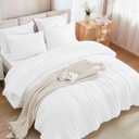 Andency White Comforter King Size Set with Sheets - 7 Pieces Boho Bed in a Bag Tufted Bedding Sets Lightweight All Season Bed Set with Comforter, Sheets, Pillowcases & Shams