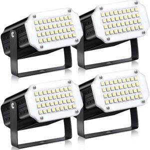 4 Pcs Halloween Strobe Light for Parties LED Strobe Light Sound Activated and Flash Speed Control with 36 RGB LED Flashing Lights DJ Lighting for Party Show Club Disco Karaoke(Black)