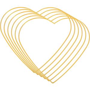 PATIKIL 9.8" Heart Dream Catcher Rings, 6 Pcs Metal Macrame Wreath Floral Ring Hoop for Home Car DIY Craft Wedding Wall Hanging Decorations, Gold Tone