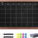 2-in-1 Double-Sided Magnetic Chalkboard 24"x16", Chalk Calendar Board & Large Blackboard for Kitchen & Home Decor, Schedule, Menu, Back-to-School Gift - Hanging Chalk Board with 2 Liquid Pens, Brown