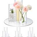Sawysine 16 Pcs 3.4'' X 4.7", 7", 9.8" Round Glass Mirror Trays Glass Cylinder Vase Wedding Table Flower Vase with Mirror Set Table Centerpiece Decoration for Wedding Decor Craft Baby Shower
