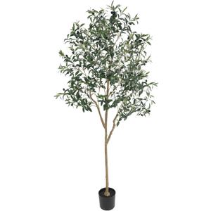 Artificial Olive Trees Silk Trees Faux Olive 7ft Tall Tree in Potted Oliver Branch Leaves and Fruits for Modern Home Decor Indoor