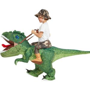 One Casa Inflatable Costume Dinosaur Riding T Rex Air Blow up Funny Party Halloween Costume for Kids (7-10 Yrs)