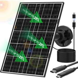 8W Solar Panel for Security Camera, Micro USB & USB-C Port Security Camera Solar Panel, IP65 Waterproof & 10FT Cable & High Solar Conversion Rate Solar Panels for Built-in Rechargeable Battery Cameras 1 Pack
