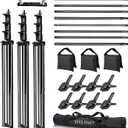HYJ-INC Photo Video Studio 20ft (Wide) x 10ft (Tall) Heavy Duty Adjustable Width & Length Photography Backdrop Stand Background Support System Kit with Spring Clamps, Sandbags, Carry Bag
