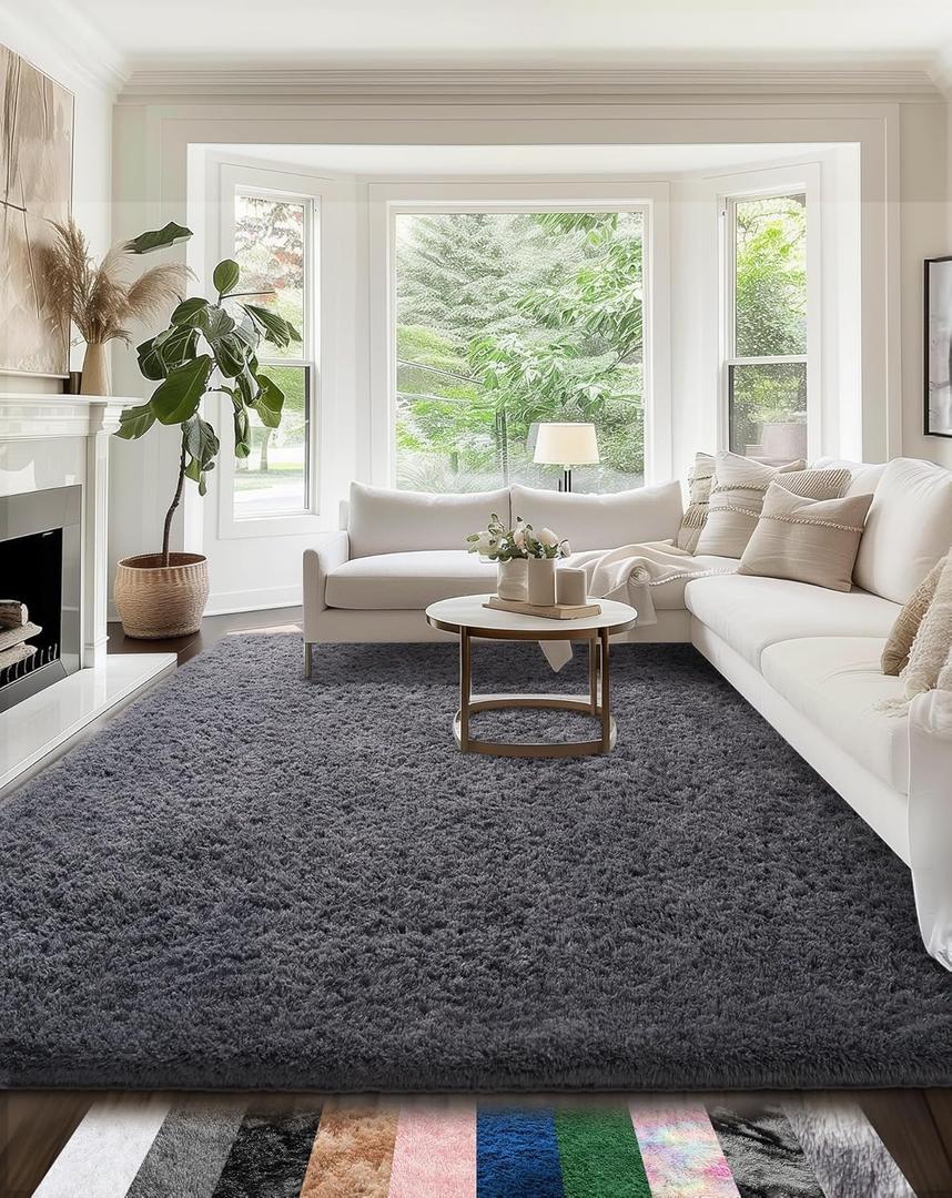 Ophanie Upgrade 5x8 Rugs for Living Room,Grey Fluffy Carpet Large Fuzzy Plush Shag Comfy Soft, Non-Slip Indoor Floor Carpet,for Kids Boys Girls, Room,Bedroom,Playroom, Home Decor Aesthetic