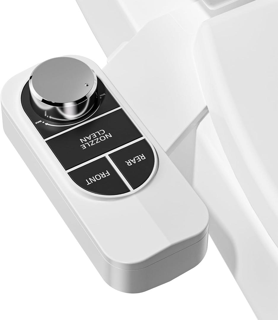 SAMODRA Non-Electric Bidet - Self Cleaning Dual Nozzle (Frontal and Rear Wash) Fresh Water Bidet Toilet Seat Attachment with Independent Adjustable Water Pressure (Classic Black/Silver)