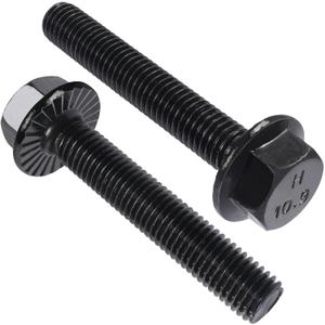 M10-1.5 x 60mm Flanged Hex Head Bolts,Class 10.9 Black Zinc Plated,Partially Threaded Black External Flange Hex Drive Screws,Pump,Fix Car,DIY Project(9Pcs)