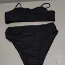 Women High Wasited Bikini Shoulder Strap 2 Piece High Cut String Swimsuits, M