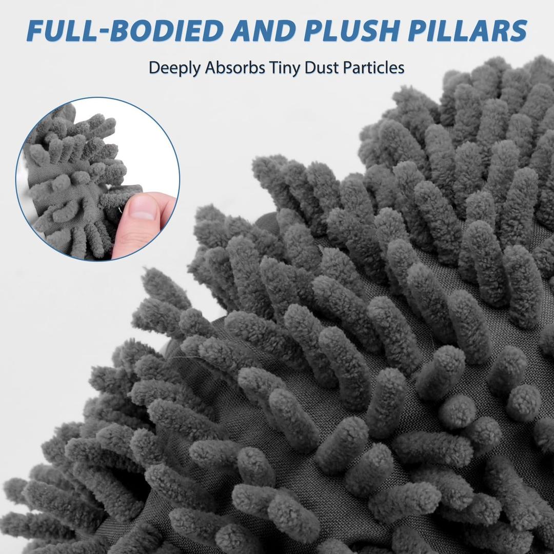 Pair of 3 Mop Slippers Socks Floor Cleaning, Microfiber Shoe Covers dust Washable Reusable for Woman Man House Kitchen (Dark Grey)