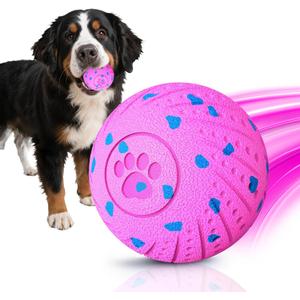 Interactive Dog Toys: Smart Dog Ball  Auto-Bounce, Vibrating & Jumping Action! Durable Duraspin Design for Aggressive Chewers. Rechargeable & Long-Lasting, Keeps Dogs Busy and Entertained Pink.