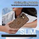 KANGHAR for iPhone 16 Case Stand Brown Bows Hearts Full Body Rugged Shockproof Protection Glossy Protective Slim Case 6.1 Inch