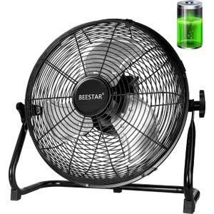 BEESTAR Rechargeable Floor Fan, 12-Speed Battery Operated, 15600mAh, 48-Hour Runtime, 360 Tilt, Metal Blade (16 INCH)