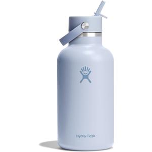 Hydro Flask Water Bottle - Insulated Stainless Steel - Wide Straw Lid, Non Spill, Leakproof in 64 Oz Capri Blue