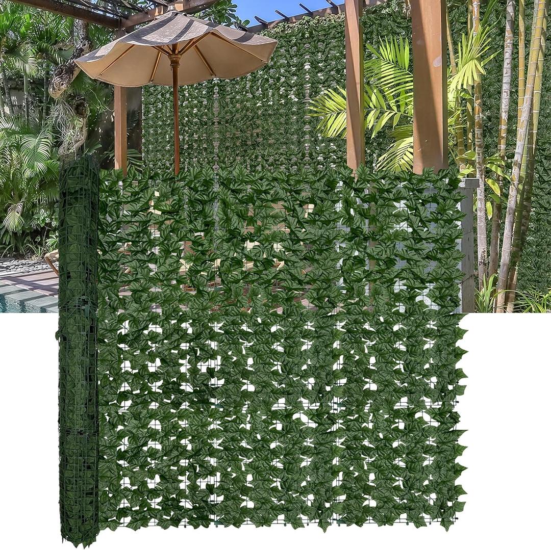 Artificial Ivy Privacy Fence Screen:140" by 60" (58.5 SQFT) UV-Anti Faux Hedge Fence and Fake Ivy Vine Leaf Wall Panels for Indoor&Outdoor Green Backdrop, Garden Greenery Decor