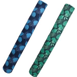 2 Pack Inflatable Swim Pool Noodles, Premium Fabric-Covered Swim Floats for Adults, 56 '' Swimming Pool Noodles for Floating, Adults Pool Accessories for Ocean, Lake, Beach (Tropical Leaf Pattern (Green & Blue))