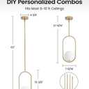 Yunnix 3 Pack Pendant Lights Kitchen Island, Pendant Light Fixtures, Modern Matte Gold Globe Glass Pendant Lighting, Brass Mid Century Chandelier One Light for Bathroom Bedroom Dining Room