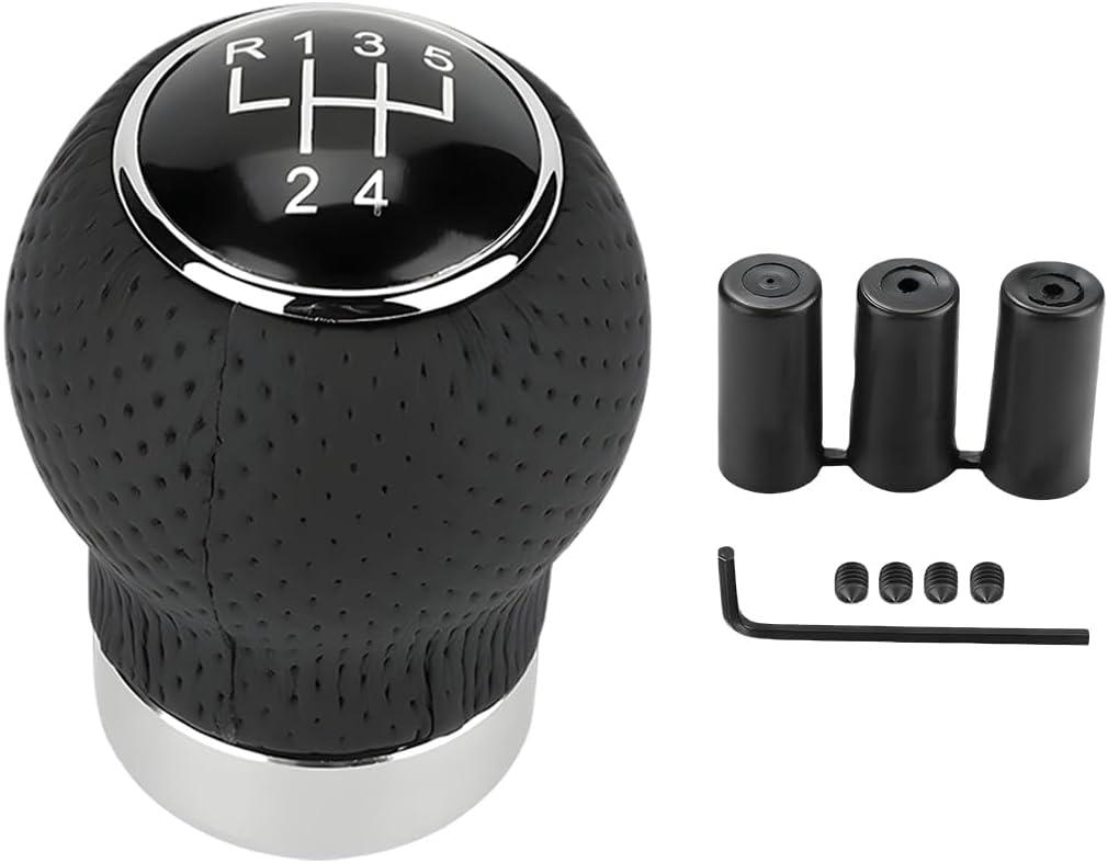 5-Speed Car Shift Knob, Leather Shift Knob Lever Kit, Automatic or Manual Gear Stick Handle Replacement Accessories, Universal Transmission Shift Head for Most Cars (Gear 5/Round Head R Up)