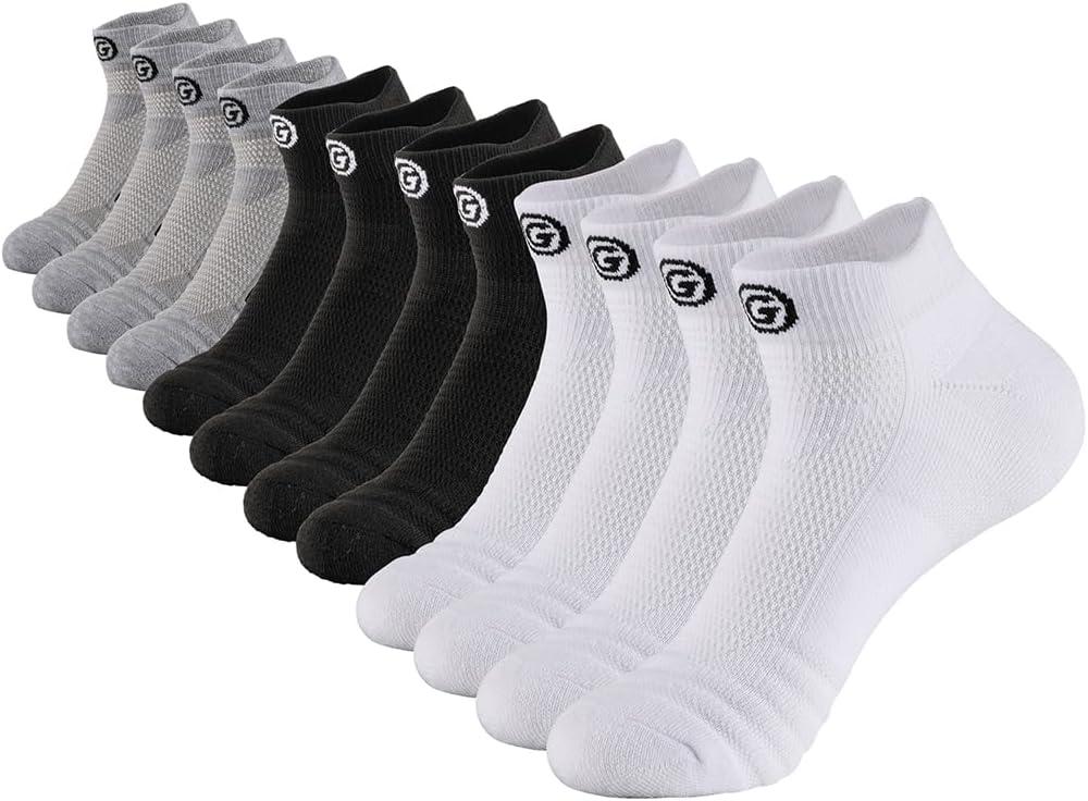 6/12 Pack Socks for Men, Men's Ankle Socks Low Cut Socks for Sport Running, Moisture Wicking Cushioned Mens Socks