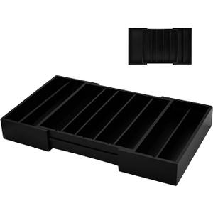 MinBoo Bamboo Drawer Organizer - Expandable K Cup & Pods Holder, Coffee Pod Storage, Tea Organizer, Versatile Kitchen Accessory Organization and Storage，Black
