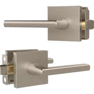 Mega Handles Prime Passage Lever Door Handle for Closet or French Doors, Single Side Door Levers, Fits All Standard Door Sizes, Covered Screws Included - Satin Nickel (1 Pack) 5"