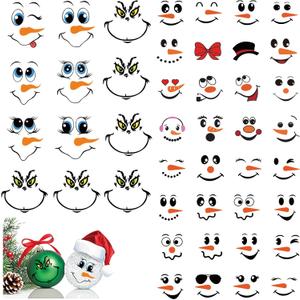 10 x 66 Pcs Christmas Face Eyes Stickers for Crafts Small Vinyl Snowman Faces Pitcher Rub on Transfers Decals for Ornaments Glass Drinking Cups Wood Decorations Balls Party Supplies (face66)