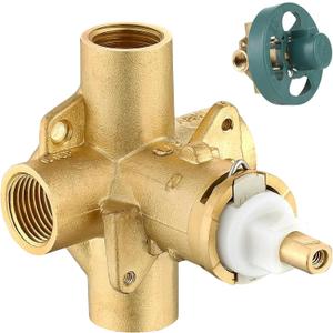 2510 Shower Valve Compatible with Moen Posi-temp Valve, Brass Pressure Balancing Valves with 1222 Cartridge, 4-Port Design for Tub/Shower, 1/2" IPS Connections