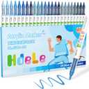 Guangna Blue Acrylic Paint Markers 24 Color, Brush Tip Acrylic Paint Pens for Pumpkin Paint, Christmas Art, Rock Painting, Wood, Glass, Ceramic, Canvas, Stone, DIY Crafts