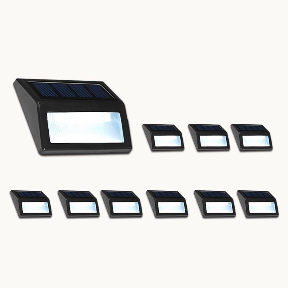 Solar Fence Lights, Waterproof Solar Outdoor Lights for Stairs Decks Steps Fences Patio Yard, LED Wall Sconce (Cool White/10 Pack)