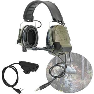 Tactical Headset COMTA V C5 PRO Noise-Canceling Microphone Hearing Protection Walkie-Talkie PTT Headset for Hunting Shooting (FG) (Green)