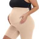 Seamless Maternity Shapewear, Prevent Thigh Chaffing, Pregnancy Belly Support, S-5XL (Large, Nude)