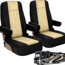 SAPUBK 2 Pack Universal RV Motorhome Captain Chairs Seat Covers, Premium Leather with Composite Soft Foam Lining Motorhome Seat Covers
