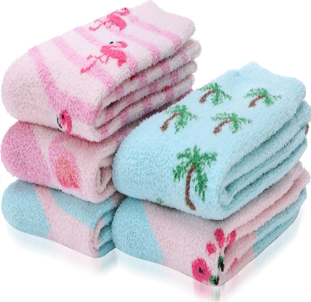 ANTSANG Womens Fuzzy Socks Slipper Winter Fluffy Cozy Cabin Warm Soft Fleece Comfy Home Socks (Pink/Green Series)