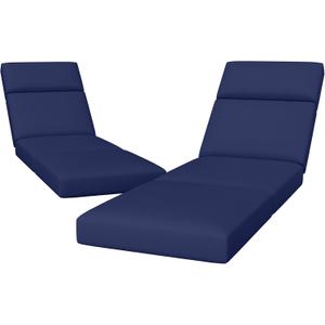 2 Pcs Chaise Lounge Cushions Outdoor, 72 x 21 x 4 Inch Lounge Chair Cushions for Outdoor Furniture - Waterproof Lounge Patio Replacement Cushion, 4In Fade-Resistant ThickPatio Chaise Lounge Cushion, Navy Blue
