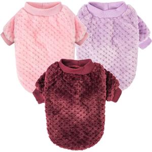 Dog Sweater, Sweaters for Small Dogs, 2, 3 Pack Warm Soft Pet Clothes for Puppy, Medium Large Cat, Dogs Girl or Boy, Dog Shirt for Winter Christmas (Pink+Purple+Red, Small)