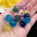 2 x 100PCS Colored Acrylic Crystal Beads Round Crackle Beads Charms for Jewelry Making Bracelets Large Hole Spacer Beads for Hanging Charms DIY Art Christmas Ornament Birthday Gifts (Colour Mixture)