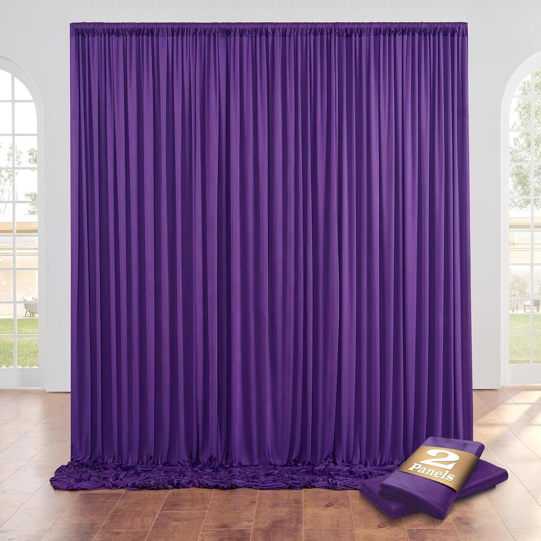 CO-AVE Wrinkle Free Purple Backdrop Curtains for Party Background, Purple Photo Curtains Backdrop Drapes 2 Panels Back Drop Cloth for Wedding Birthday Photography Baby Shower Decor, 10ftx10ft