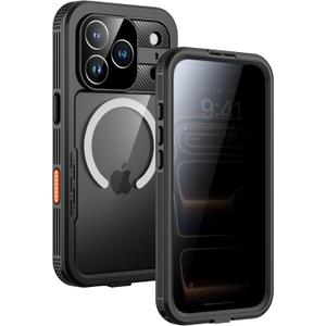 Lanhiem Magnetic for iPhone 17 Pro Max Case, Built-in Privacy Screen Protector, IP68 Waterproof Dustproof Case, Compatible with MagSafe, Anti-Spy Full Body Phone Case for iPhone 17 Pro Max 6.9", Black