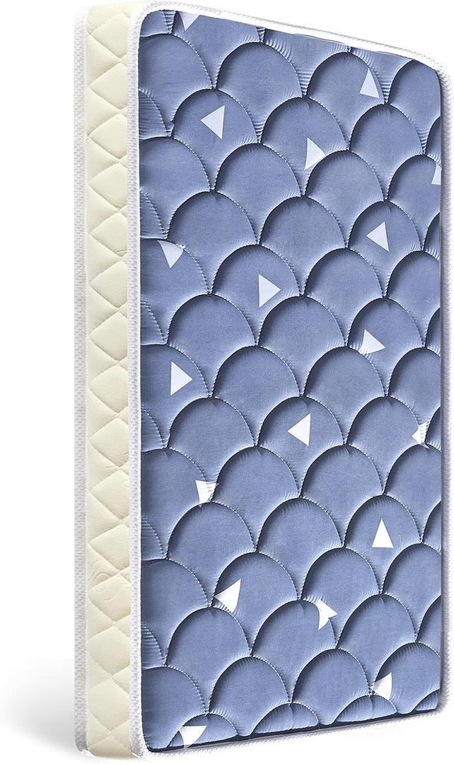Premium Foam Mini Crib Mattress 38 x 24 x 4, Dual Sided with Soft Breathable Fabric, Noiseless and Odorless, Comfortable and Firm, Fits Most Mini Cribs (Does Not Fit Playard or Standard Crib) (Blue Check)