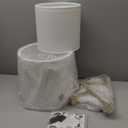 ARNIS Modern Planter Pots, Set of 2 Round Large Planters with Stand, Decorative Floor Planters, Metal Pots with Drainage Holes for Living Room, Office, Garden or Balcony, 8.25 &10.5 Inch, White & Gold