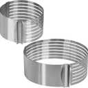 KEILEOHO Layer Cake Slicer Set of 2, Stainless Steel Adjustable 7 Layered Bread Cutter Ring with Respective Diameter of 6-8 Inch and 9-12 Inch, Cake Ring Molds for Baking, Cutting and Slicing Cakes