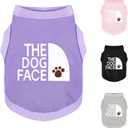 Personality Canine Attire: Soft, Lightweight Cotton Dog Clothes with 'The Dog Face' Print Breeds, Perfect for Everyday Wear, Comfortable and Breathable Dog Shirt Purple XS