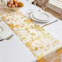 10 Packs Gold Table Runner Roll 11x84 Inches Metallic Mesh Sparkling Glitter Party Decor for Weddings, Holidays, Dining Table Shiny Runners for Table (Gold, 10 Pieces)