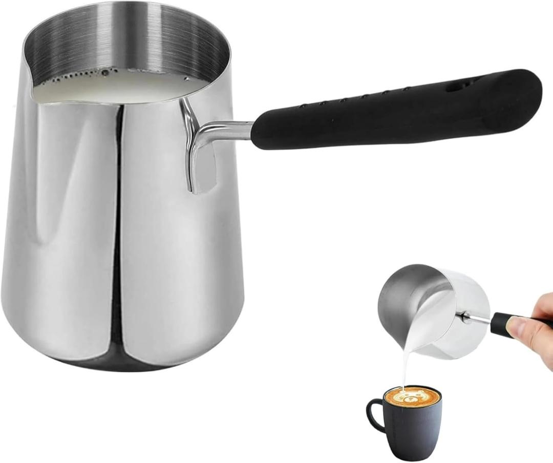 Turkish Coffee Pot for Melting, 11.8oz / 350ml, Stainless Steel, Coffee Maker with Heat Resistant Handle, Turkish Hot Milk Coffee Heated Gravy Melting Butter