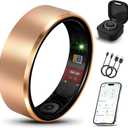 Smart Ring 2.0 for Women Men, Slim Scratch & Fingerprint Resistant Design, Advanced Chip Fitness Tracker, Sleep, Stress & Activity Monitoring, Waterproof, No Subscription Fees, Rose Gold 9