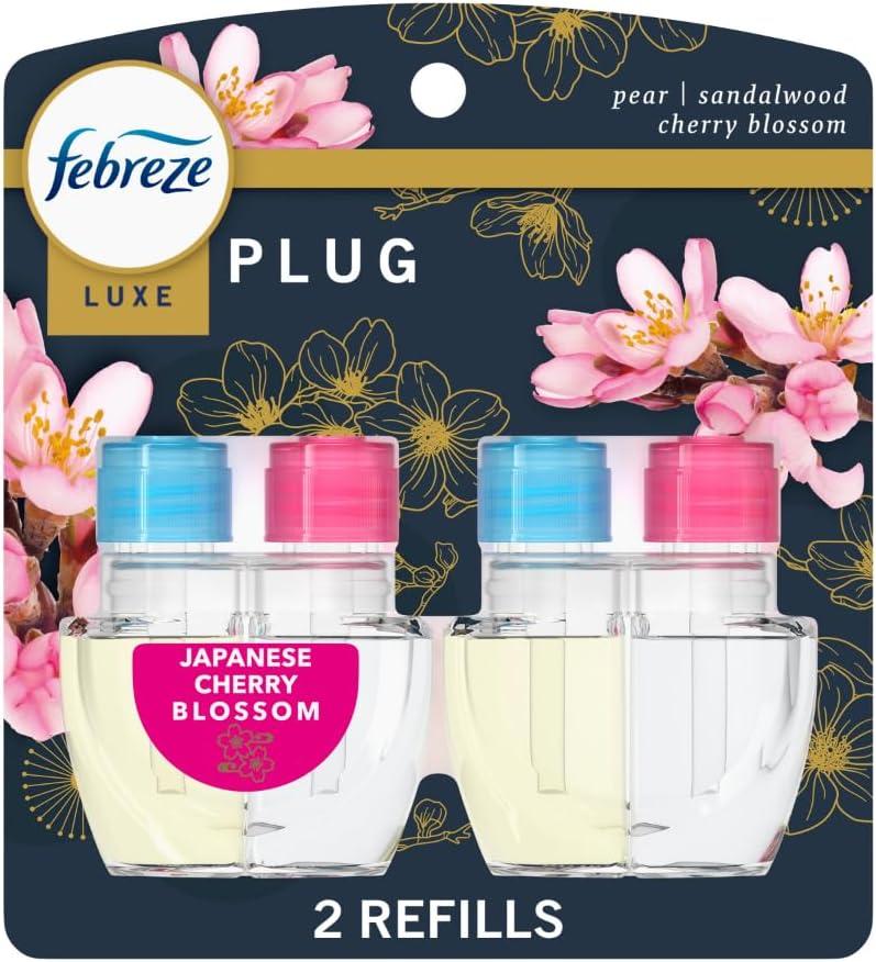 Febreze Plug In Air Freshener, Odor-Fighting Scented Oil Refill, Japanese Cherry Blossom, 2 Refill