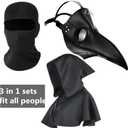HAOSUN Plague Doctor Mask and Cloak Halloween Costumes for Men 3 in 1 Scary Masks for Adult