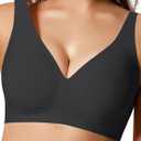 COCOMARTS Jelly Bras for Women No Underwire Seamless Push Up Comfortable Tshirt Everyday Deep V Bra with Support and Lift (Medium, Black)